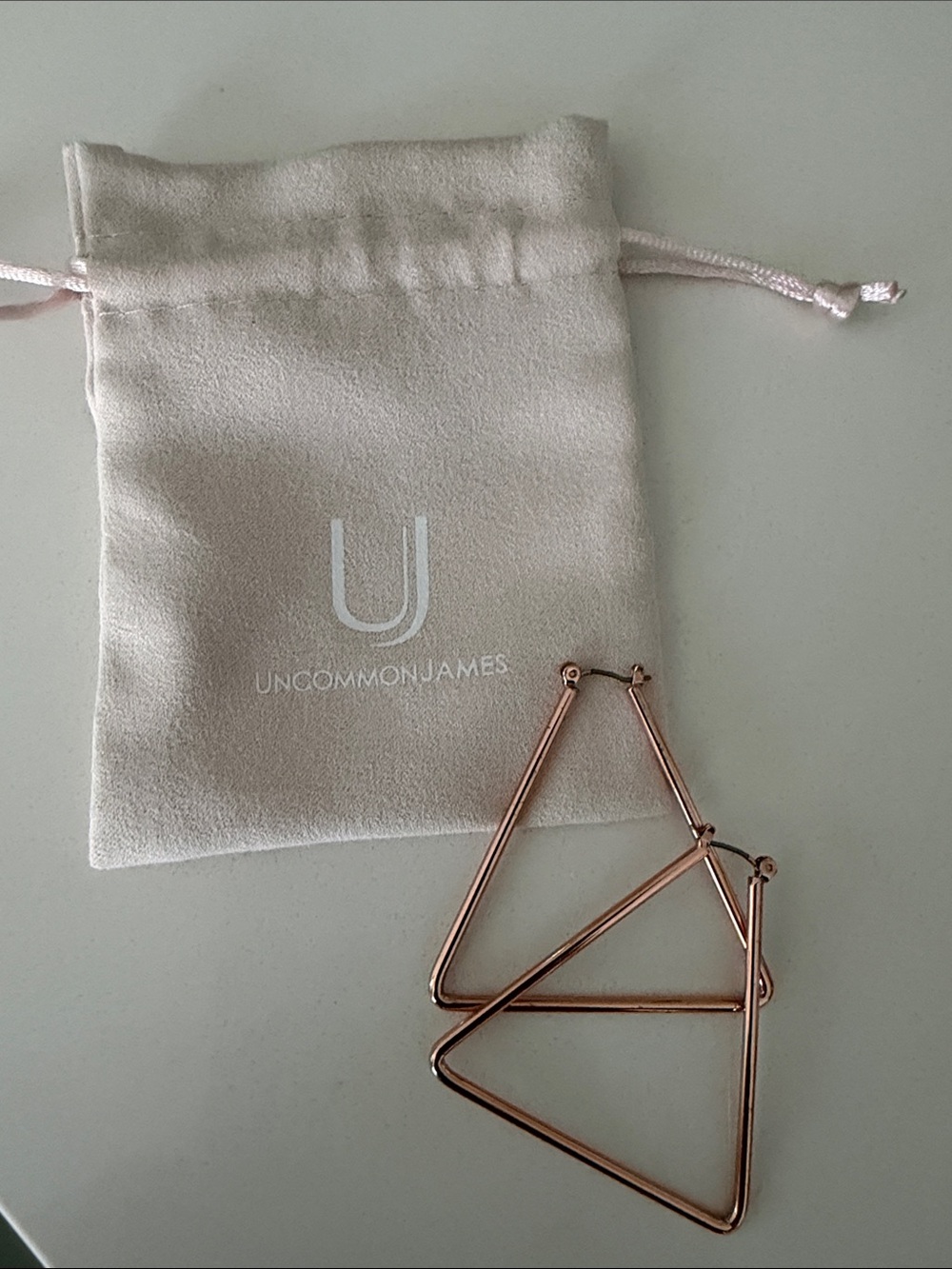 Uncommon James Rose Gold Geometric Triangle Hoop Earrings